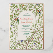 Élégant Faire-part de mariage d'oiseaux botaniques (Recto)