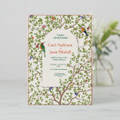 Élégant Faire-part de mariage d'oiseaux botaniques (Debout devant)