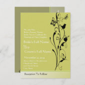 Elégant Faire-part de mariage d'oiseaux et de papi (Devant / Derrière)