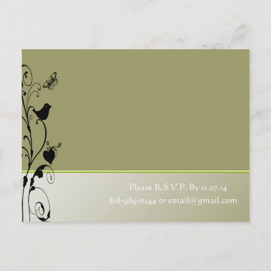 Elégant Faire-part de mariage d'oiseaux et de papi (Dos)