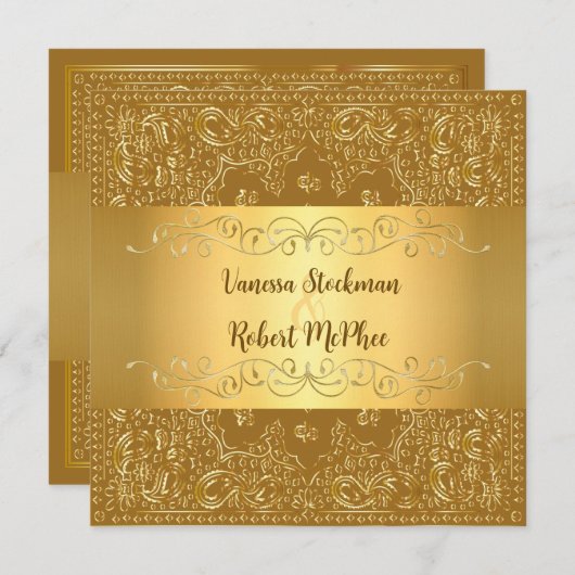 Elégant Faire-part de mariage d'or (Devant / Derrière)