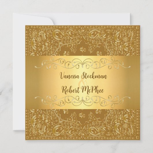 Elégant Faire-part de mariage d'or (Devant)