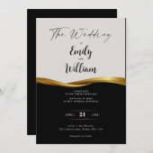 Elégant faire-part de mariage d'or (Devant / Derrière)