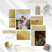 Élégant Faire-part de mariage d'or au Champagne mo