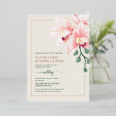 Elégant Faire-part de mariage d'orchidée rose douc (Debout devant)