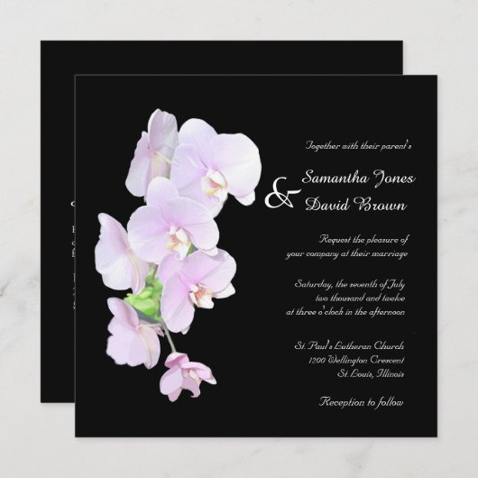 Élégant Faire-part de mariage d'orchidées (Devant / Derrière)