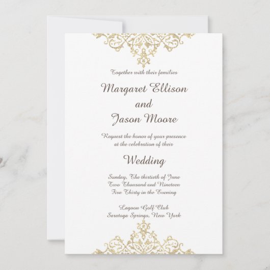 Élégant, Faire-part de mariage doré (Devant)