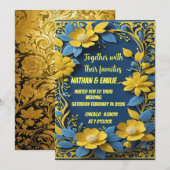 Élégant faire-part de mariage doré (Devant / Derrière)