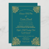 Élégant Faire-part de mariage doré (Devant / Derrière)