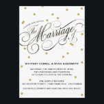 Élégant Faire-part de mariage Dot Gold<br><div class="desc">Festive et élégante, cette invitation chic et moderne brille de points d'or et d'une police de script en noir et or qui évoque la pure romance. Une carte de sauvegarde et de réponse correspondant est également disponible. Ajoutez un timbre pour mariage Enveloppments de notre vaste collection d'affranchissements pour correspondre parfaitement...</div>