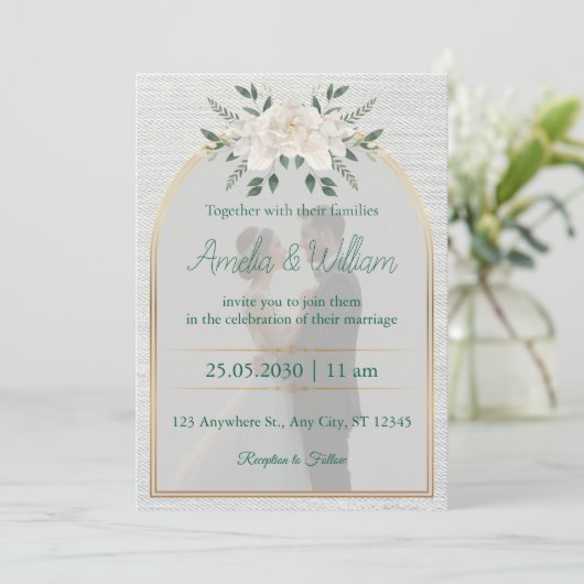 Elégant Faire-part de mariage en arc floral avec o (Debout devant)