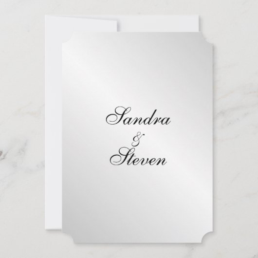 Élégant Faire-part de mariage en argent 5 po x 7 p (Dos)