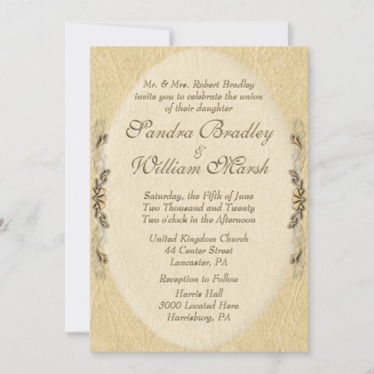 Élégant Faire-part de mariage en cuir (Devant)