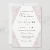 Élégant Faire-part de mariage en dentelle rose Vin (Devant)