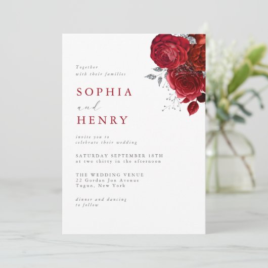 Élégant Faire-part de mariage en fleur d'araignée (Debout devant)