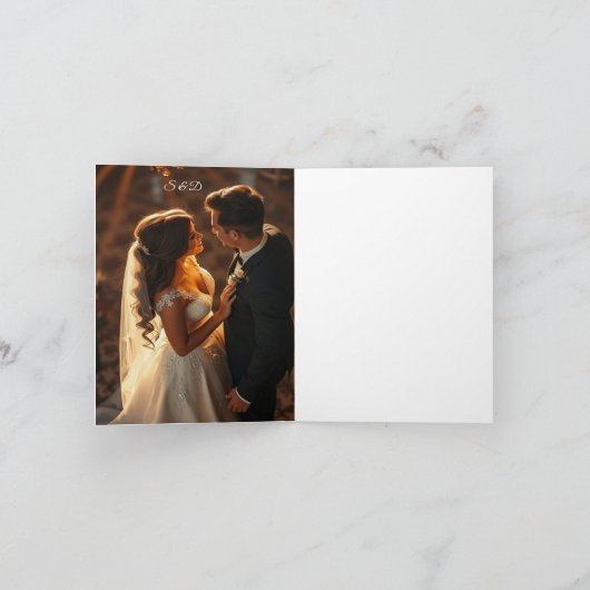 Elégant Faire-part de mariage en marbre et or (Intérieur)