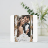 Elégant Faire-part de mariage en marbre et or (Debout devant)