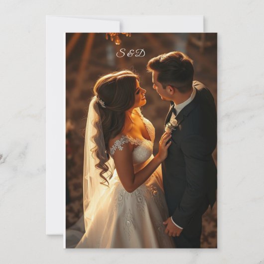 Elégant Faire-part de mariage en marbre et or (Dos)