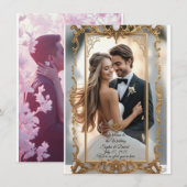 Elégant Faire-part de mariage en marbre et or (Devant / Derrière)