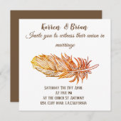 Élégant, Faire-part de mariage en plumes dorées (Devant / Derrière)