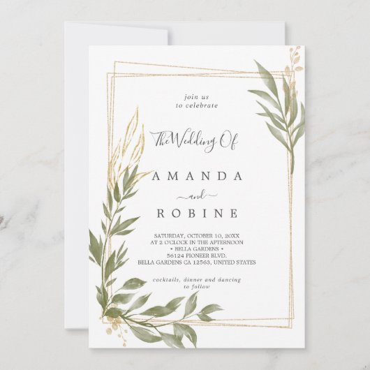 Elégant Faire-part de mariage Eucalyptus (Devant)