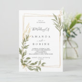 Elégant Faire-part de mariage Eucalyptus (Debout devant)