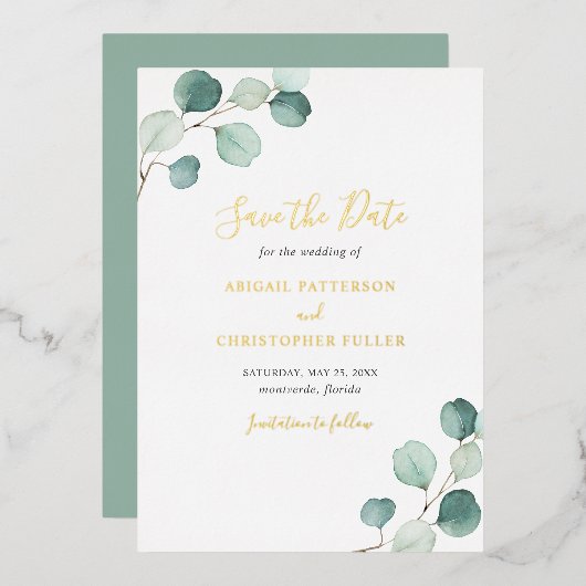 Élégant Faire-Part de Mariage Eucalyptus (Recto/Verso)