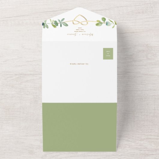 Elégant Faire-part de mariage Eucalyptus avec code (Dehors)