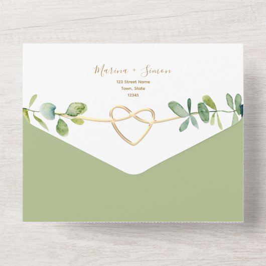 Elégant Faire-part de mariage Eucalyptus avec code (Verso)