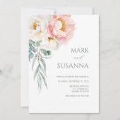 Élégant Faire-part de mariage Eucalyptus Peonies (Devant)