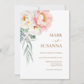 Élégant Faire-part de mariage Eucalyptus Peonies (Devant)