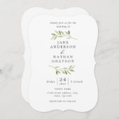 Elégant Faire-part de mariage feuille aquarelle (Devant / Derrière)