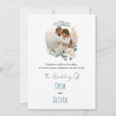 Élégant Faire-part de mariage Feuille vert (Devant)