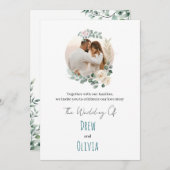 Élégant Faire-part de mariage Feuille vert (Devant / Derrière)