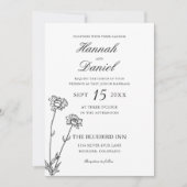 Élégant Faire-part de mariage Fleur sauvage Black  (Devant)