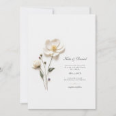 Élégant Faire-part de mariage Fleur sauvage blanc (Devant)