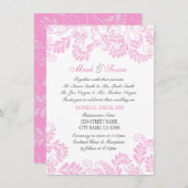 Élégant Faire-part de mariage fleuri rose cendré (Devant / Derrière)