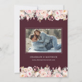 Élégant Faire-Part de Mariage Fleuris Rose Bourgog (Dos)