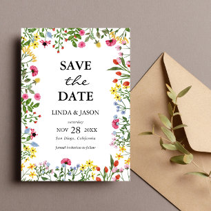 Élégant Faire-Part de Mariage Fleurs Sauvages Colo