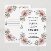 Élégant Faire-part de mariage Fleurs Save the Date (Devant / Derrière)