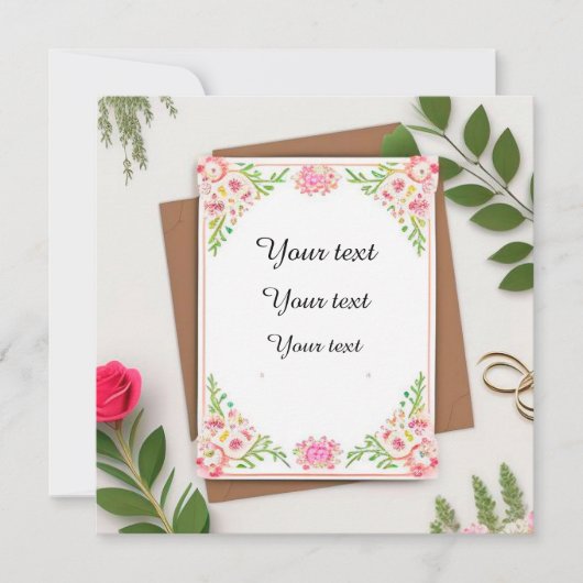 Élégant faire-part de mariage Floral (Devant)