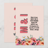 Élégant Faire-part de mariage Floral (Devant / Derrière)