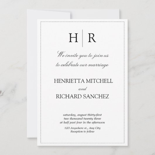 Élégant Faire-part de mariage Floral (Devant)