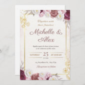 Élégant Faire-part de mariage Floral (Devant / Derrière)