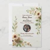 Élégant Faire-part de mariage Floral (Devant)