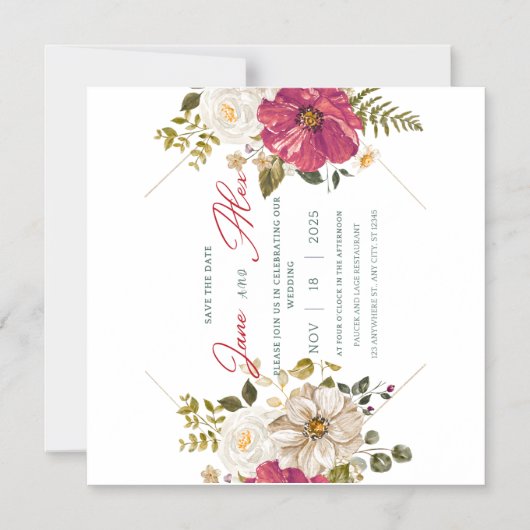 🌸 Élégant Faire-part de mariage Floral 🌸 (Recto)