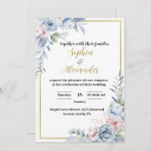 Élégant Faire-part de mariage Floral (Devant / Derrière)