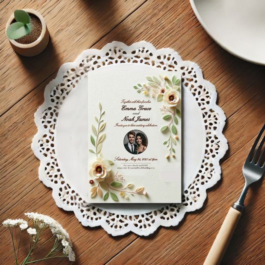 Élégant Faire-part de mariage Floral