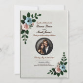 Élégant Faire-part de mariage floral (Devant)