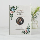 Élégant Faire-part de mariage floral (Debout devant)